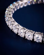 Wide tennis bracelet with a continuous line of large round lab-grown diamonds in gold