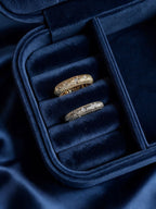 Gold ring with a small cluster of twelve round lab-grown diamonds