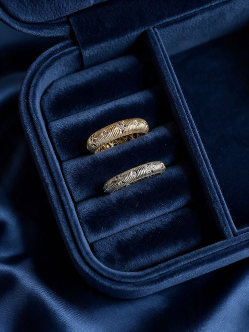 Gold ring with a small cluster of twelve round lab-grown diamonds